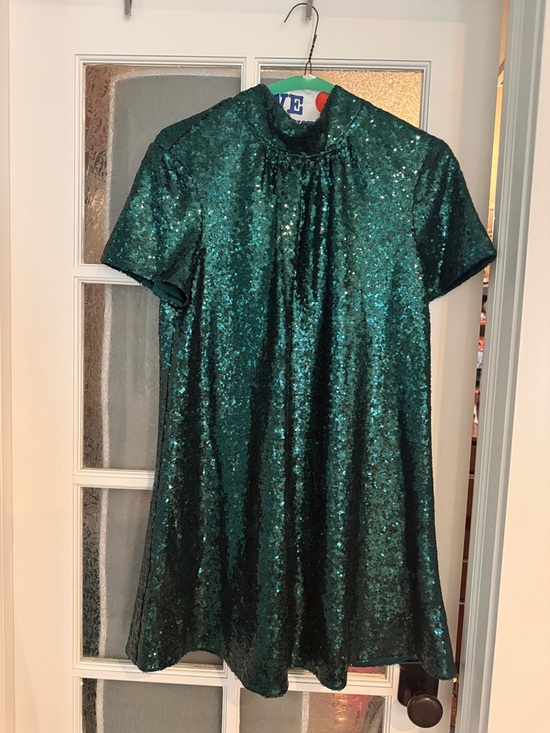 STAUD Dresses & Skirts - STAUD Emerald Green Sequin Dress with Tie Detail